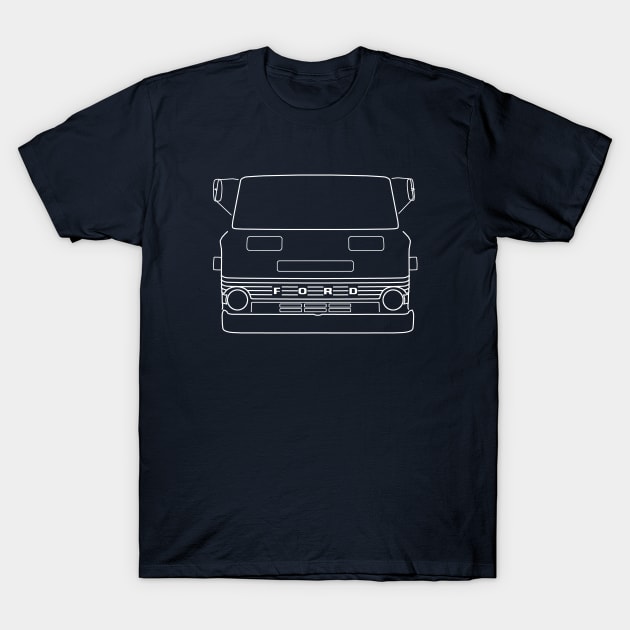 Ford D Series 1960s British classic lorry outline graphic (white) T-Shirt by soitwouldseem